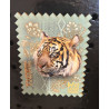 Magnet bois Made in france tigre en forme de timbre
