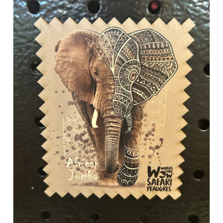 Magnet bois Made in france éléphant en forme de timbre