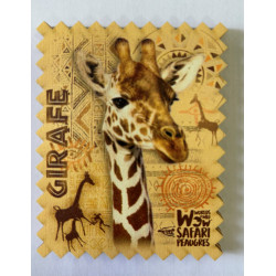 Magnet bois Made in france girafe en forme de timbre