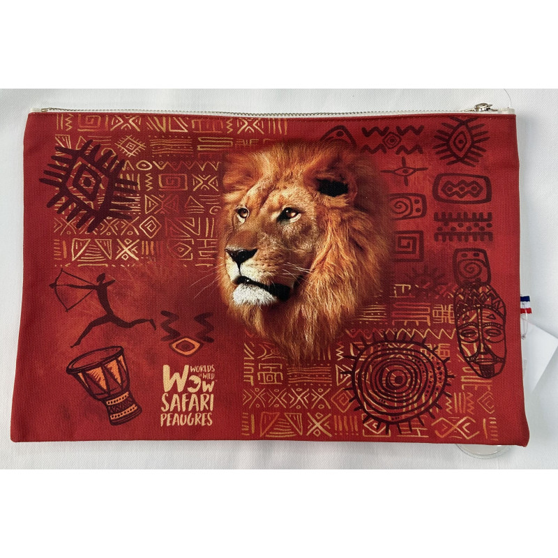 Trousse plate lion en toile made in france