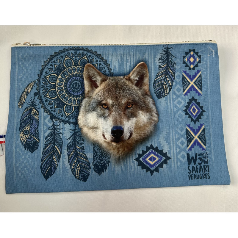 Trousse plate loup toile made in france