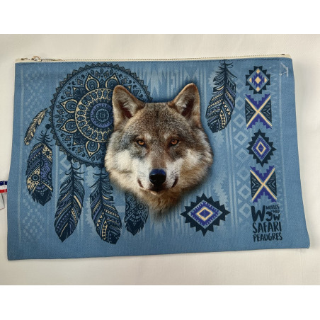 Trousse plate loup toile made in france