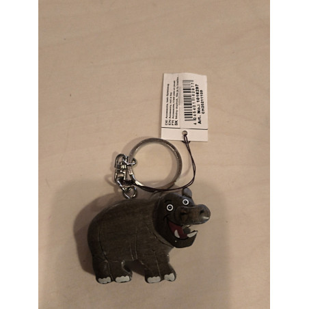 Porte clé bois hippopotame